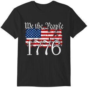 Womens We The People 1776 US Constitution Freedom American Flag Graphic T-Shirt